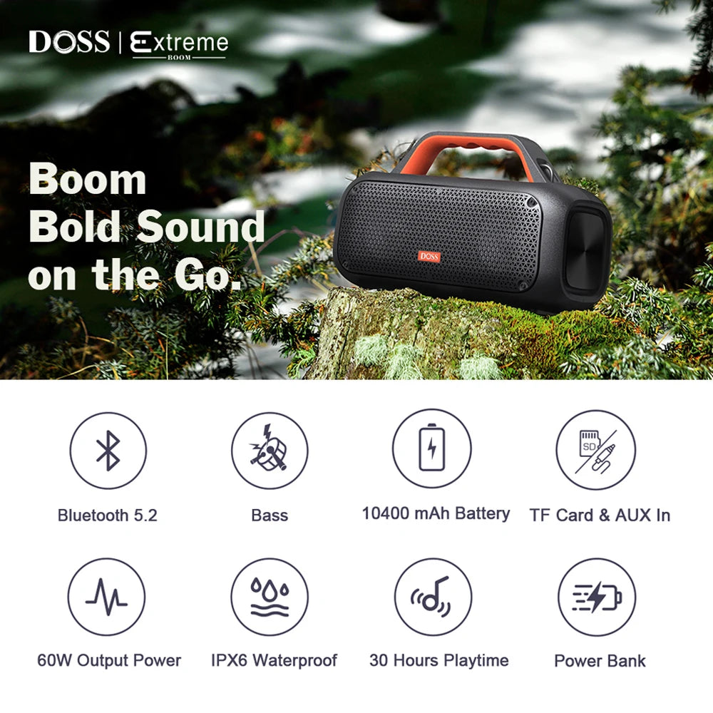 DOSS Portable Speaker Bluetooth 5.2 Powerful 60W