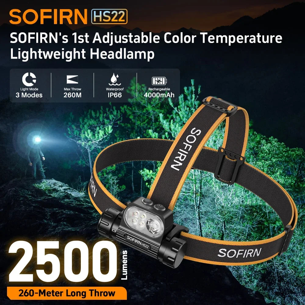 SOFIRN Headlamp HS22 2500lm 18650 4000mAh Flashlight