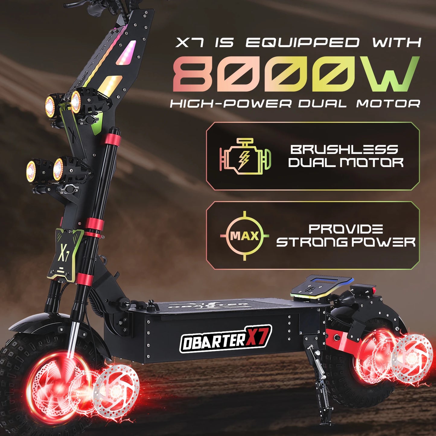 OBARTER X7 8000W Dual Motor Electric Scooter 60V40AH 56Mph