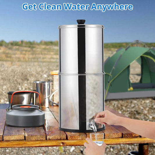 HiMISS Water Filter System 304 Stainless Steel with 2 Black Carbon Filters