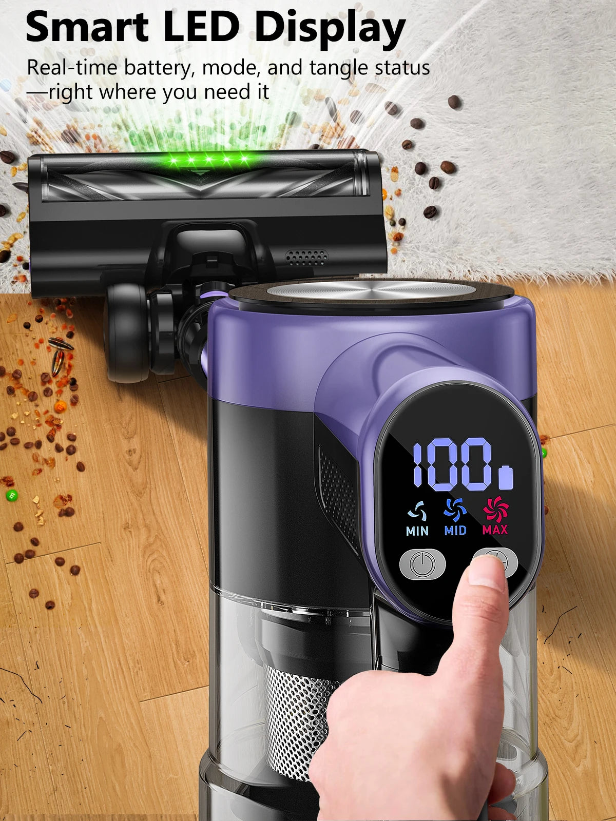 SUXIANGVAC 500W/55KPA Self-Standing Cordless Vacuum