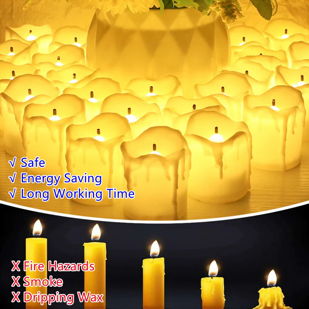 Yeahmart 12/24Pcs Flickering LED Candles Electric Flameless