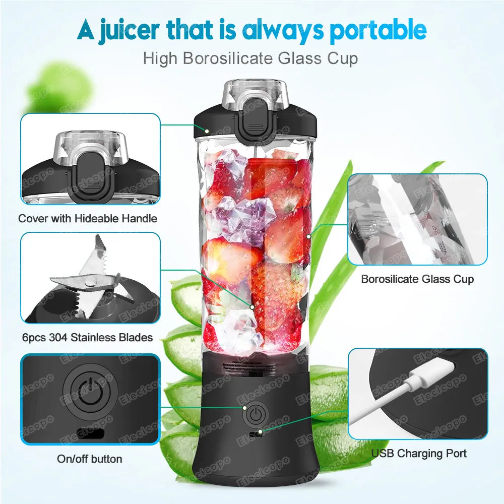 Portable Electric Juicer Fruit Mixers 600ML Blender